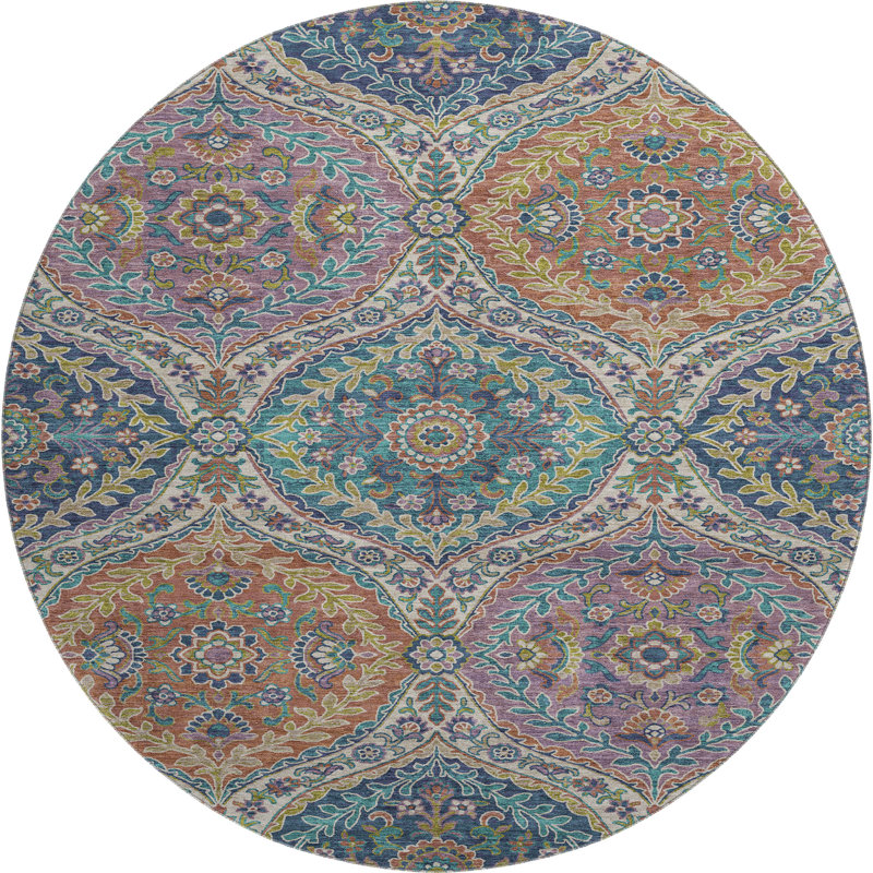 Premium Machine Washable  Panels Rug, Round 8'