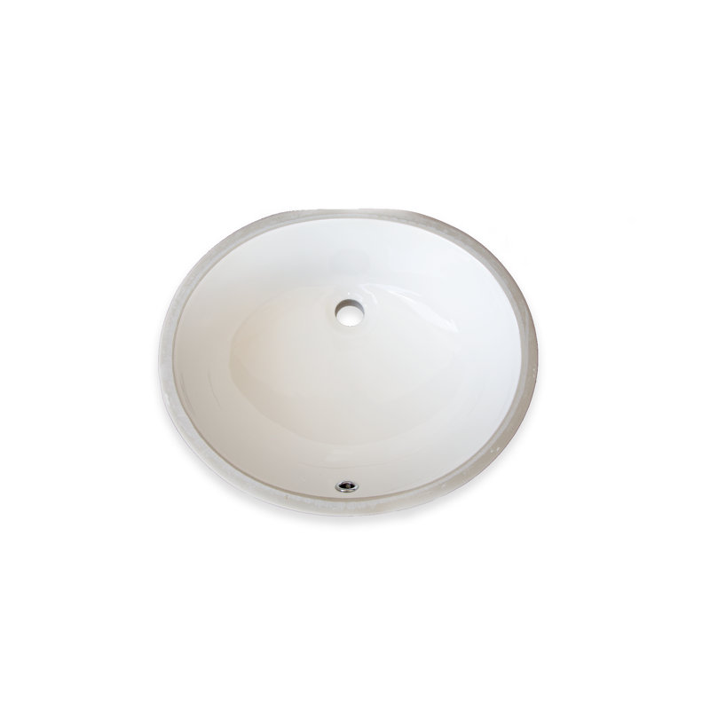 Bisque Ceramic Oval Undermount Bathroom Sink with Overflow