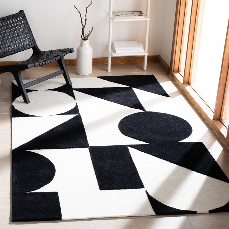 Dave Hand Tufted Geometric Indoor Rug, Rectangle 9' x 12'