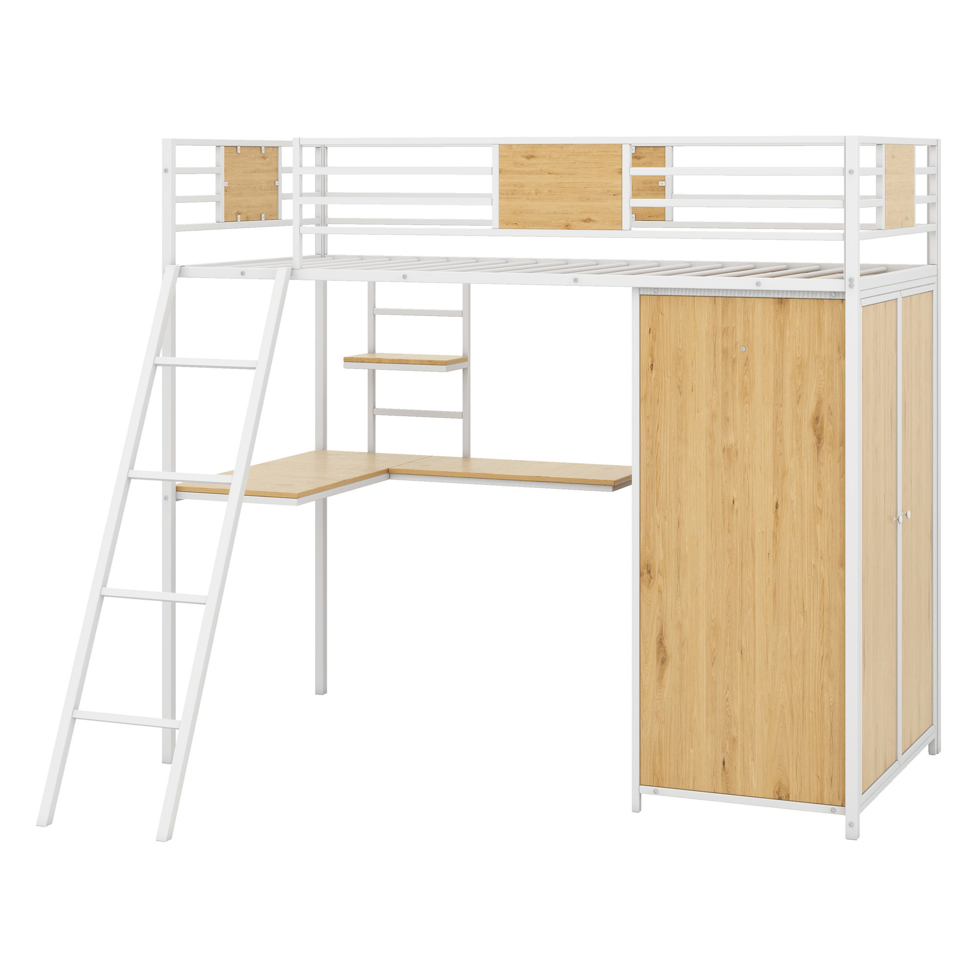 Isabelle & Max™ Loft Bed With LShape Desk And Wardrobe Wayfair