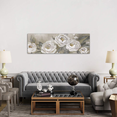 Cottage Roses 1 Piece Wrapped Canvas Panoramic Painting