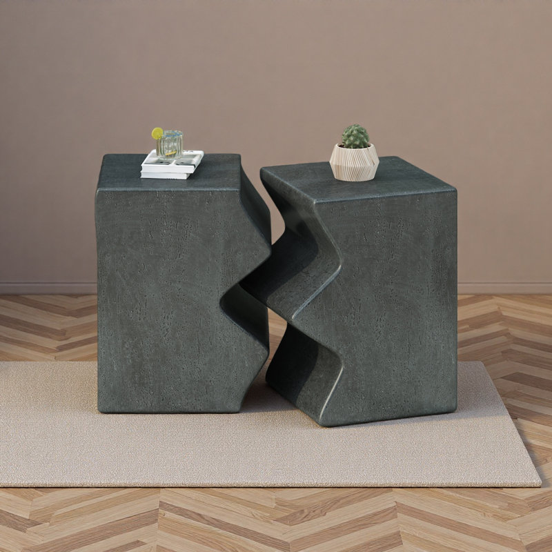 Table d'appoint MGO, ensemble de 2 tables d'appoint rectangulaires d'extérieur, tabourets de jardin décoratifs pour l'extérieur intérieur, table d'appoint, table d'appoint de patio, table de bout gigogne