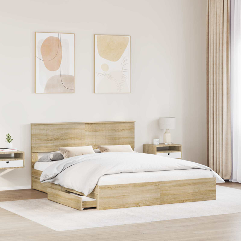 Bed, Sonoma Oak, European Kingsize (160 x 200 cm)