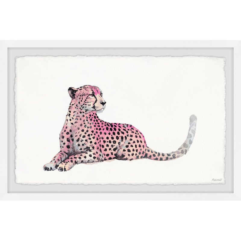 « pink cheetah »-impression d’art graphique sur papier encadrée, H 16 po x l 24 po x P 1,5 po
