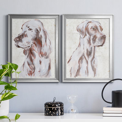 " Sitting Dog III " 2 - Pieces Painting Print