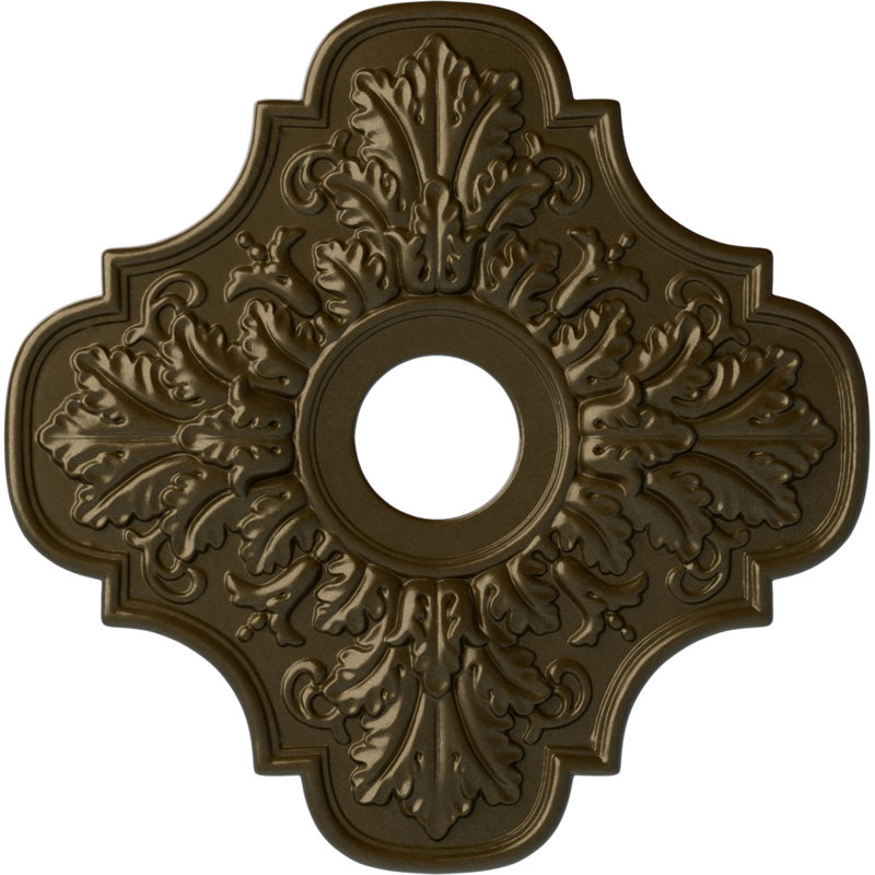 Endurathane Peralta Ceiling Medallion, 17 3/4"OD x 3 3/4"ID x 1"P (Fits Canopies up to 4 5/8"), Hand-Painted Brass Finish