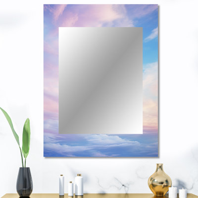 Photo rose céleste symphonie II - miroir décoratif ciel, grand miroir mural traditionnel, impression d'art en métal