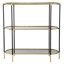 Console 48,5 x 16,5 x 50 po à 3 niveaux, tablette miroir en or noir