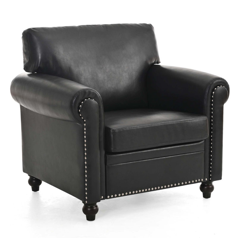 Élégant canapé 1 place avec coussin amovible et pieds en bouleau