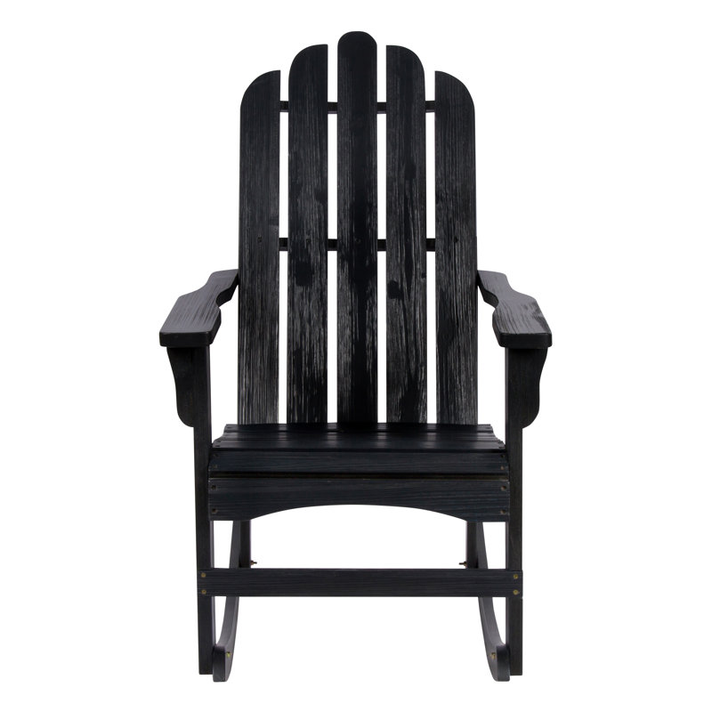 Chaise Adirondack à bascule en bois massif Janes, Noir