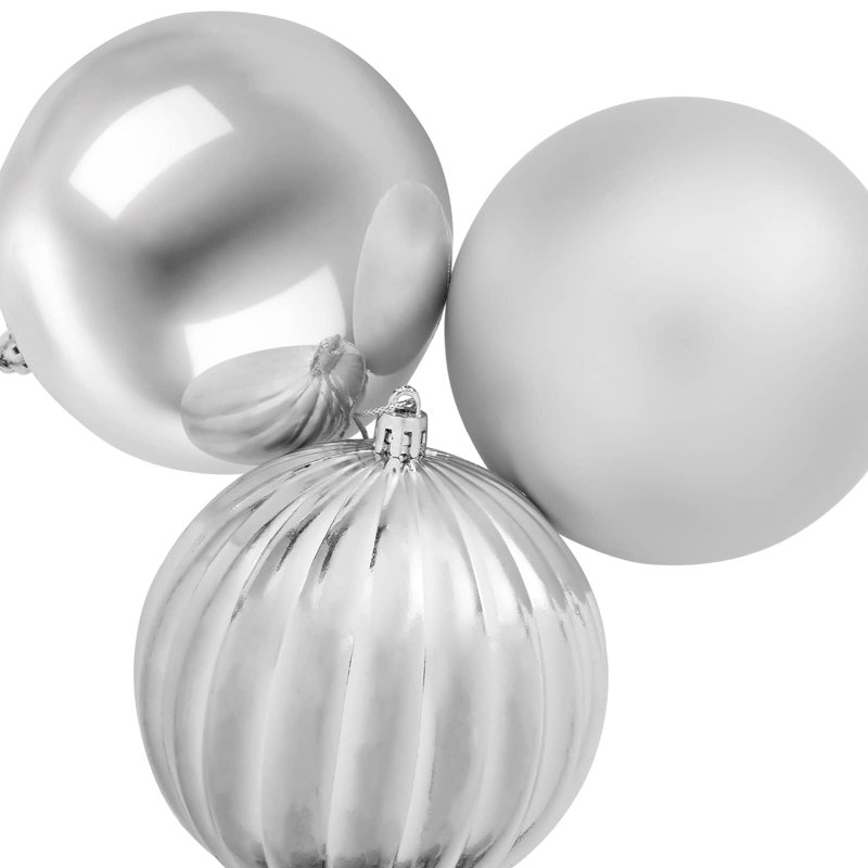 Christmas Ball Set Plastic Christmas Ball Ornaments, Ø 15 cm (9 pcs), Silver