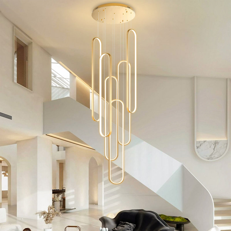 Lustre linéaire à 6 lumières DEL Laspisa, Or