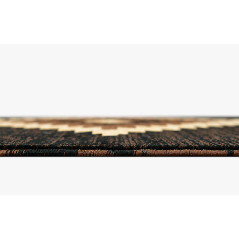 Tapis de style sud-ouest beige HR Black, Rectangle 5 pi 2,2 po x 7 pi 2 po