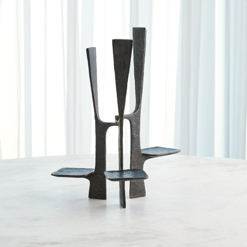 17'' H Metal Tabletop Pillar, Black;Brown