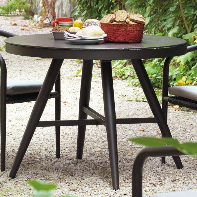 Abington Round Glass Metal Outdoor Dining Table - 100 cm W 100 cm D