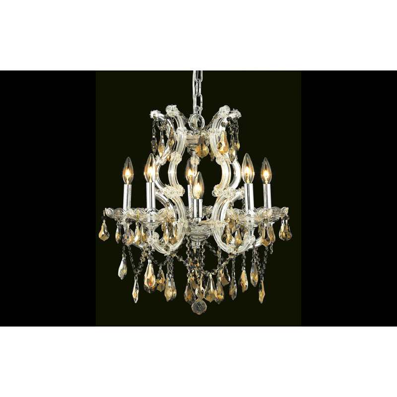 Lustree empire de style bougie 7 lumières avec accents en cristal Trantham, Argent, Chrome