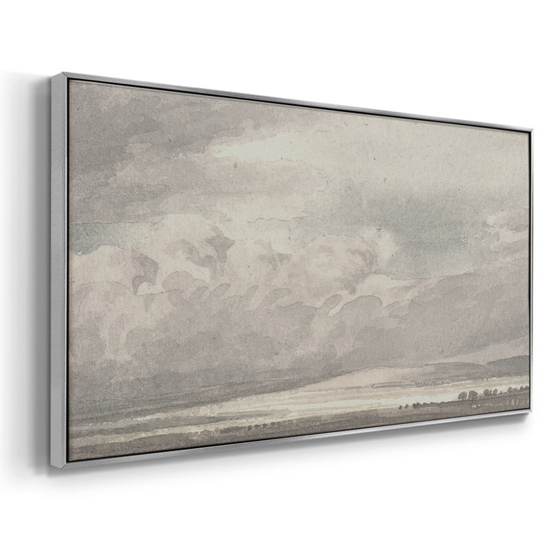 «Landscape Series» -CCCCLXI- Toile tendue avec châssis tendue, prête à être accrochée, H 21 po x l 41 po, Argent argent