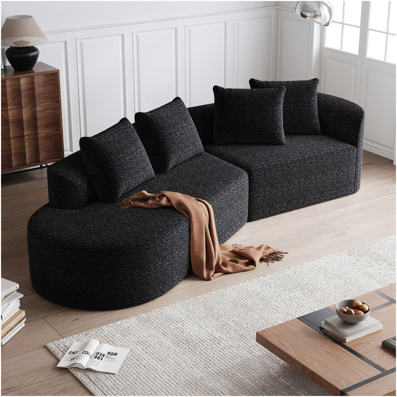 Canapé modulaire surdimensionné et rembourré Modern, Noir, Orienté à droite