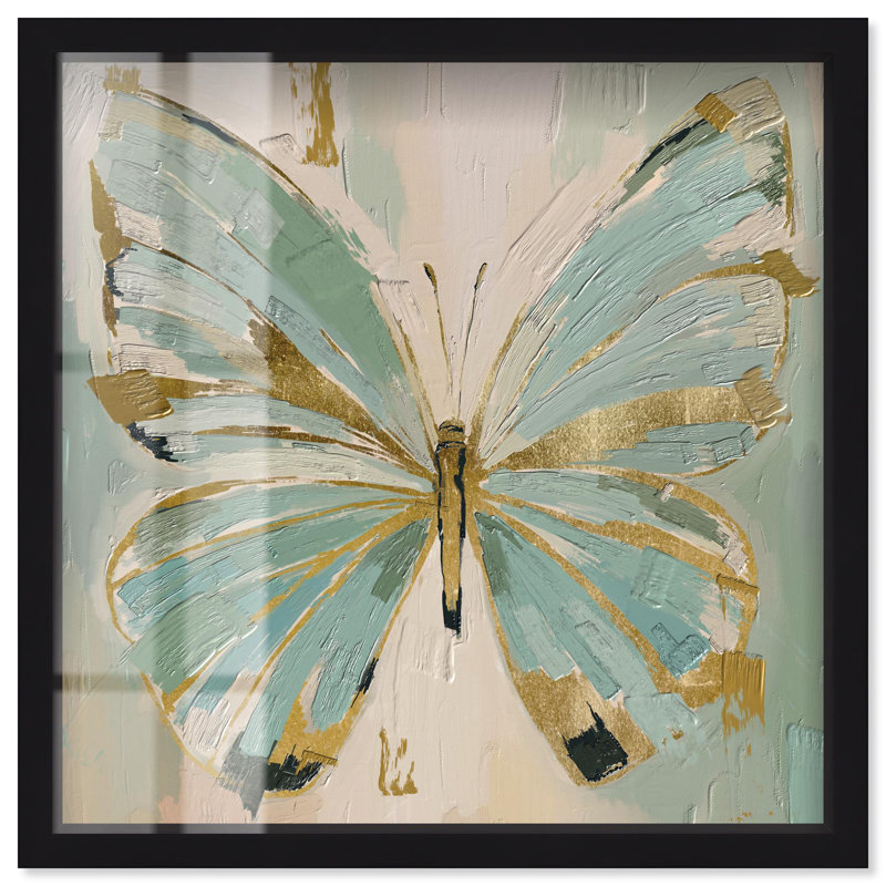 «Teal Wings Botanical Art Shadowbox» par Art Remedy, H 13 po x l 13 po, Noir