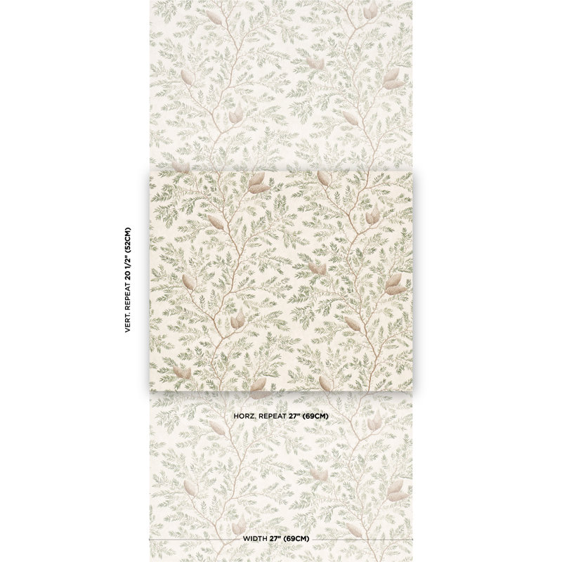 Pinewood Floral Paper Wallpaper Roll, Spruce