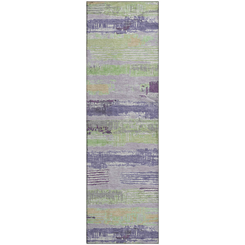 Tapis à rayures Slesnick AMF1665 lavable à la machine de qualité supérieure, Tapis de couloir 2 pi 3 po x 7 pi 6 po