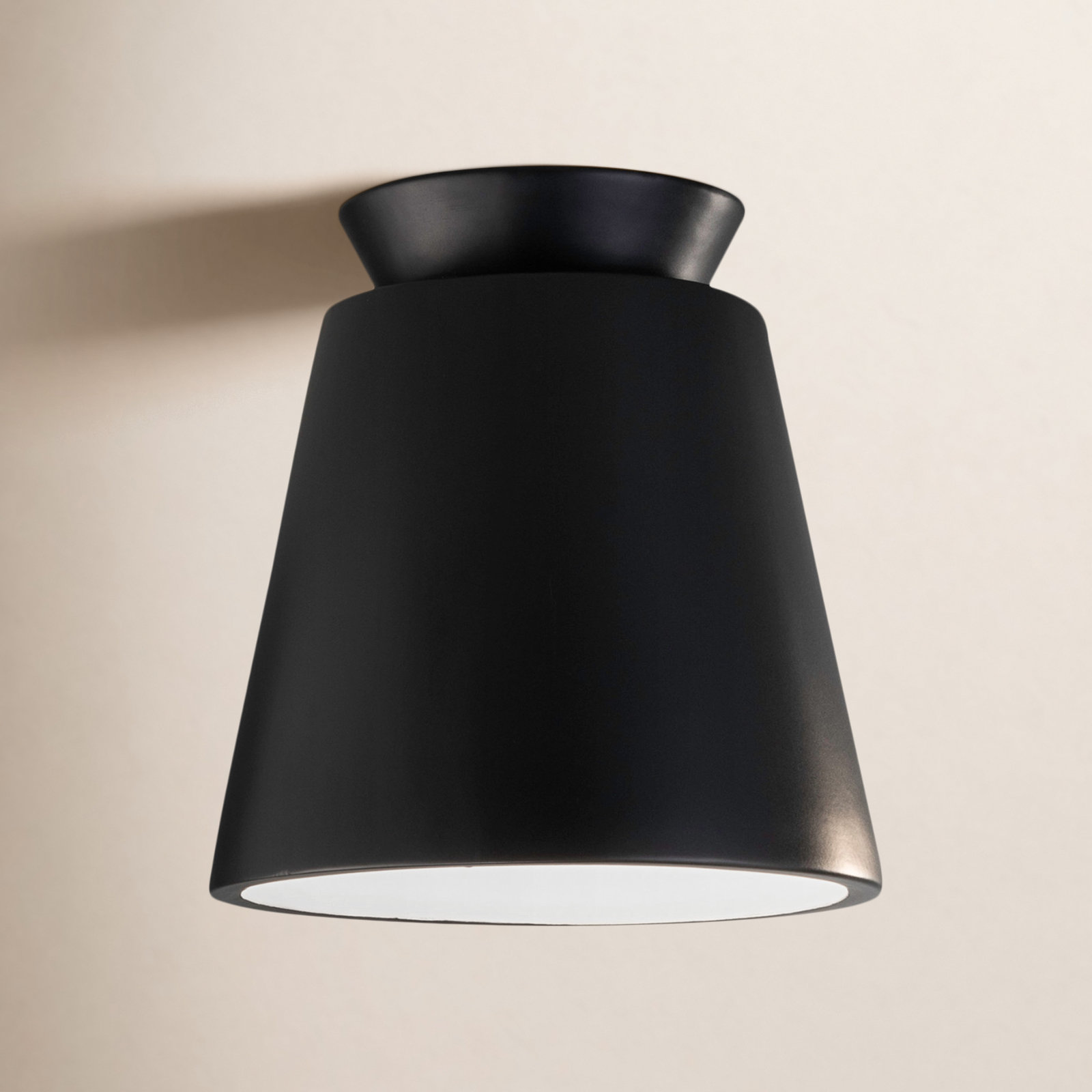 Logan Ceramic Outdoor Flush Mount, Carbon Matte Black, Incandescent (Not Included)