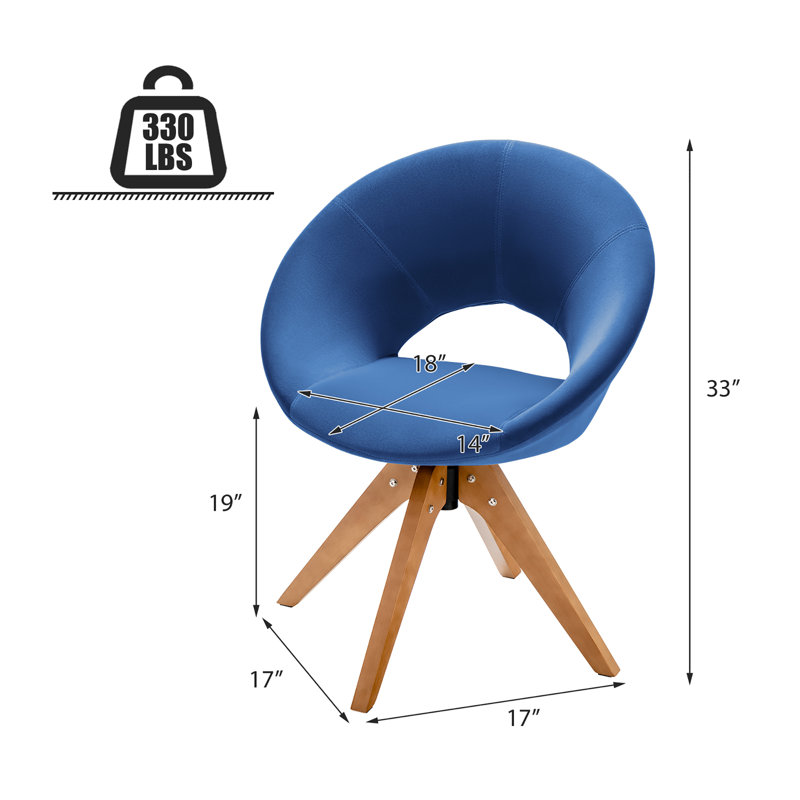 Friedhart Velvet Swivel Armchair, Blue Velvet