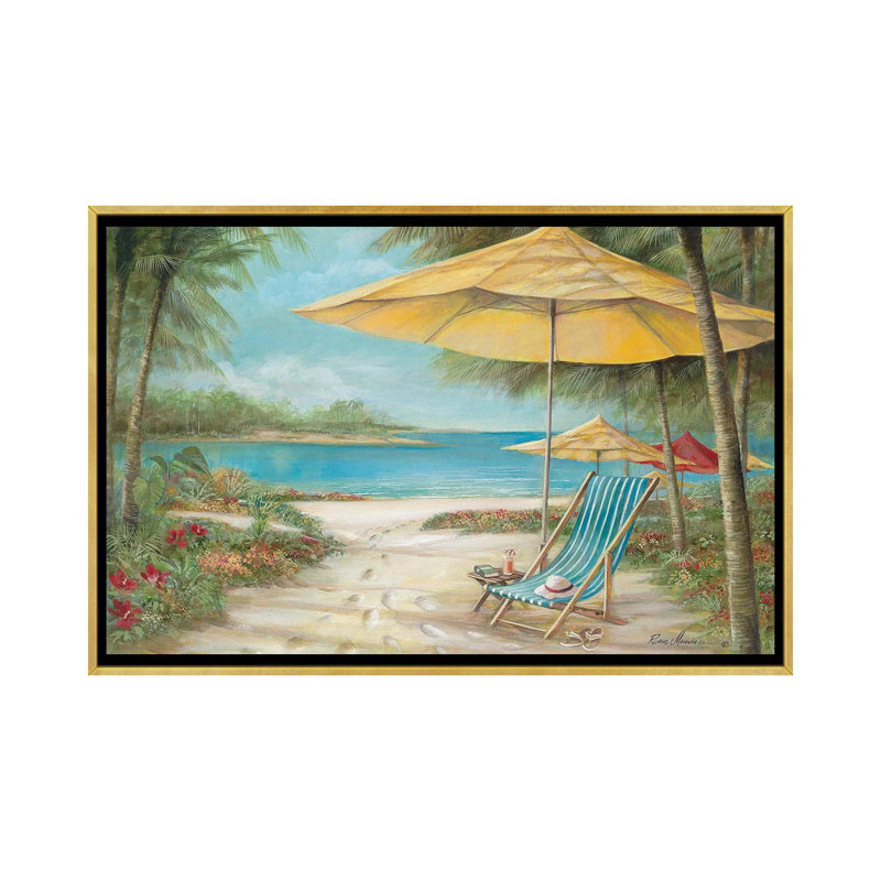 «Relaxing Paradise II» par Ruane Manning - reproduction d'art, Aucun mat, H 18 po x l 26 po x P 1,5 po, Toile encadrée d'or