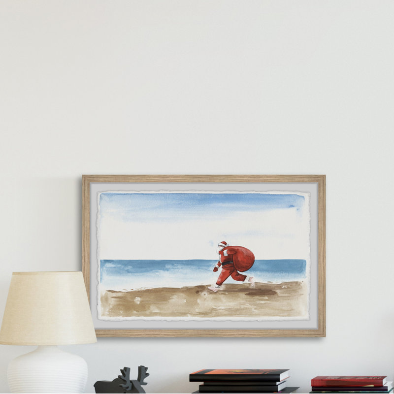 Runaway Santa - Single Picture Frame Painting, 61cm H x 91cm W x 3.81cm D