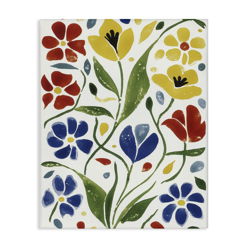 Toile scandinave avec fleurs de jardin, design par Annabelle Hall, H 40 po x l 30 po