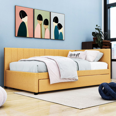 Linen Upholstered Daybed with Twin Trundle