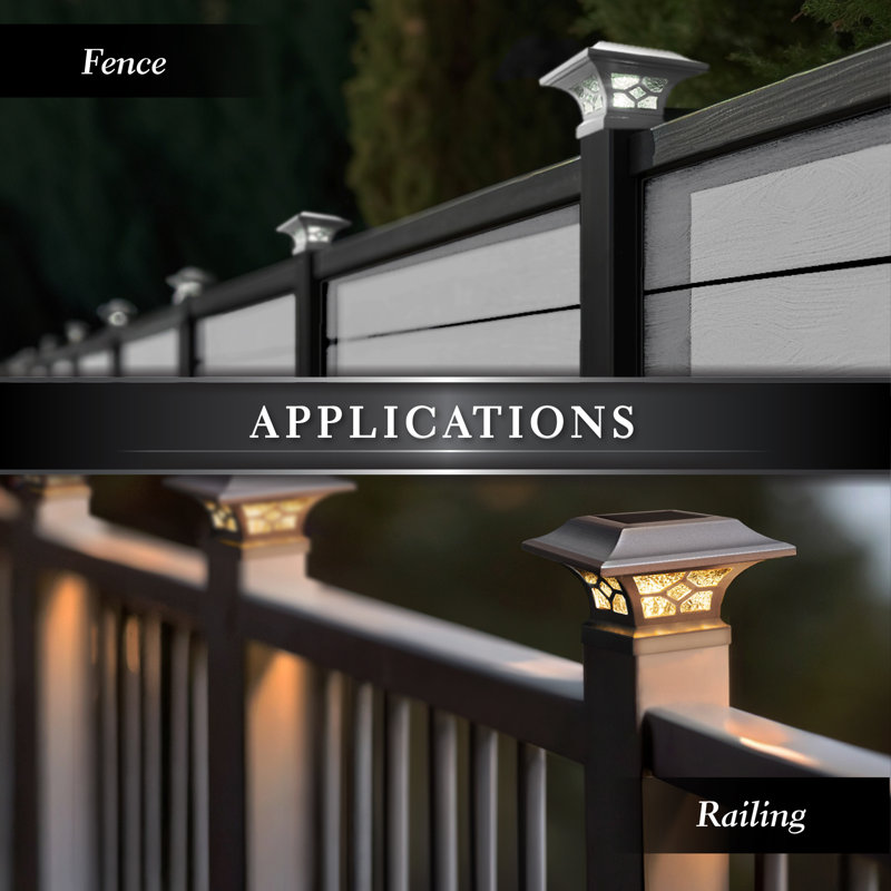 Low Voltage Integrated LED Fence Post Cap Light 2.5 In. X 2.5 In. with Base Adapter Included, White