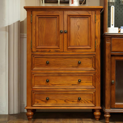 31.5"Simple Browm Solid Wood Four-Drawer Chest