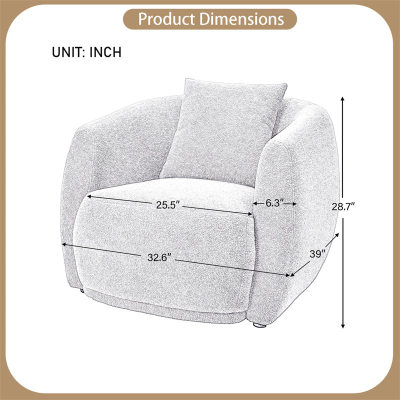 Fauteuil de 32,6 po de largeur