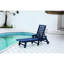 Chaise de patio à 5 positions, bleu marine, porte-gobelet, roulettes pour piscine, terrasse, terrasse bleue, piscine, extérieur
