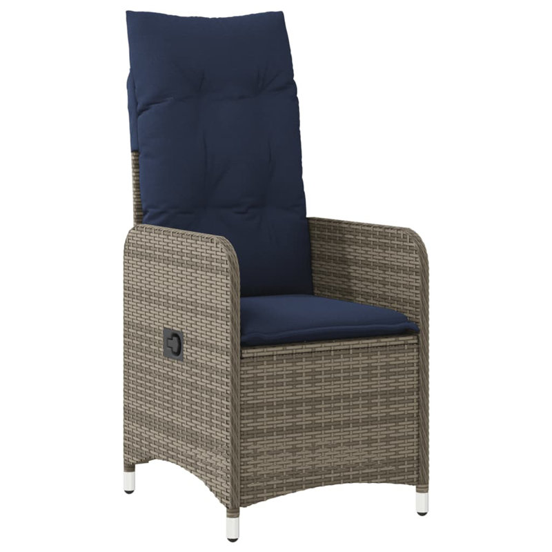  Chaise de patio inclinable avec coussins en rotin de polyester gris