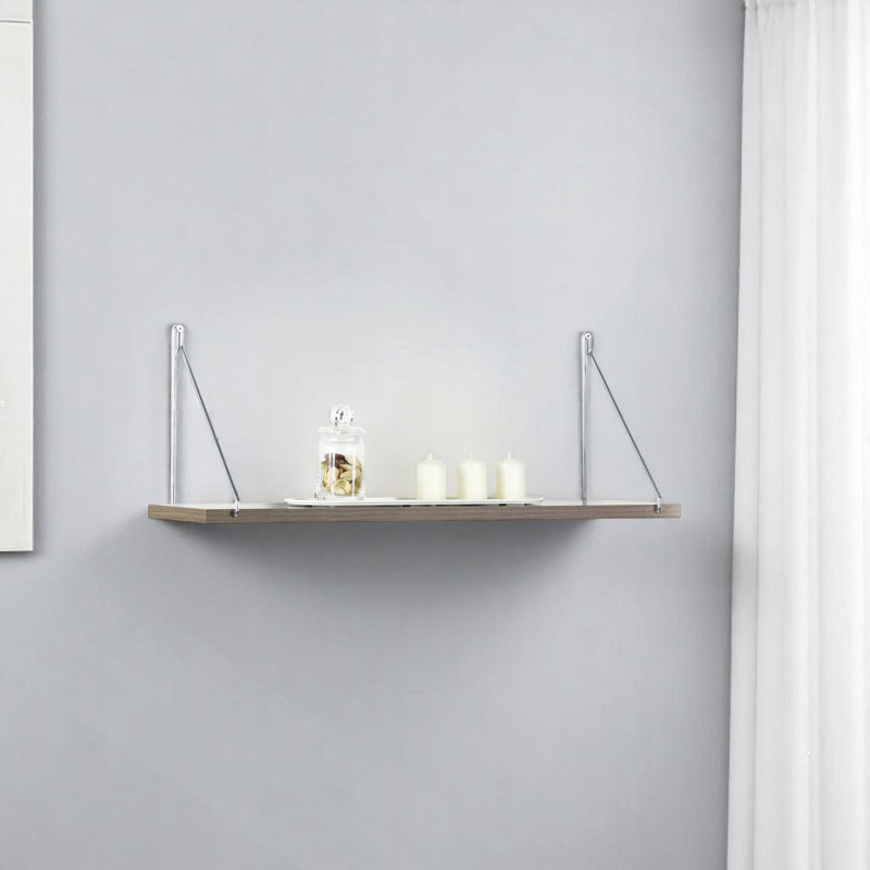 Palmer Floating Wall Decor Wall Mounted Rustic Decorative Hanging Metal Bracket Single Shelf For Books, White