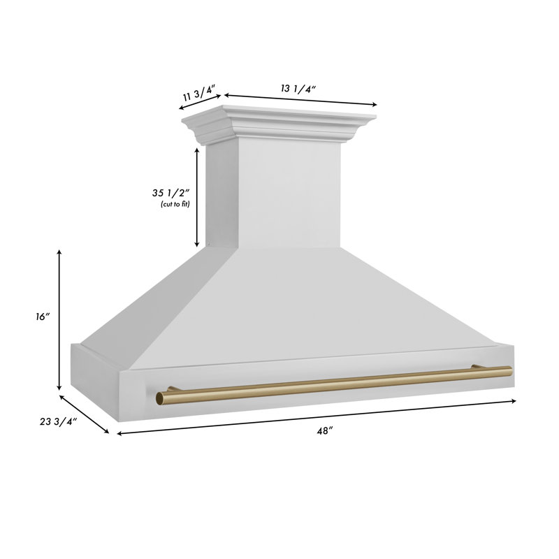 ZLINE 48" Autograph Edition Stainless Steel Range Hood with Stainless Steel Shell and Accent Handle, Champagne Bronze