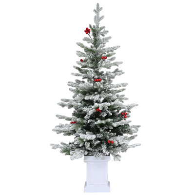 Potted Pre-lit Flocked Arctic Fir Pencil Tree