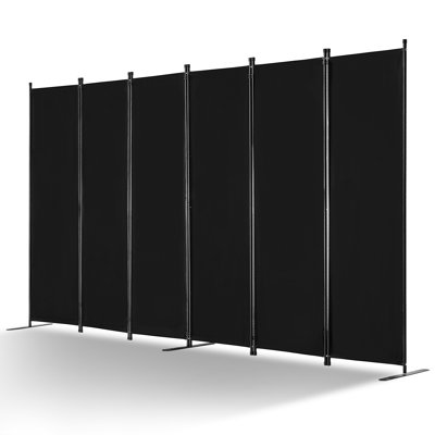 Room Divider 6 Panel Fabric Room Privacy Screen for Office Bedroom Beige by Ebern Designs