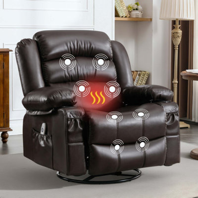 Fauteuil inclinable, inclinable, massant et pivotant avec massage vibrant et chauffant pour salon avec fonction berçante et port USB