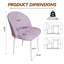 Chaise de coiffeuse pivotante à 360° sans roulettes, sans accoudoirs, en similicuir ergonomique avec pattes en métal, violette-1166554951
