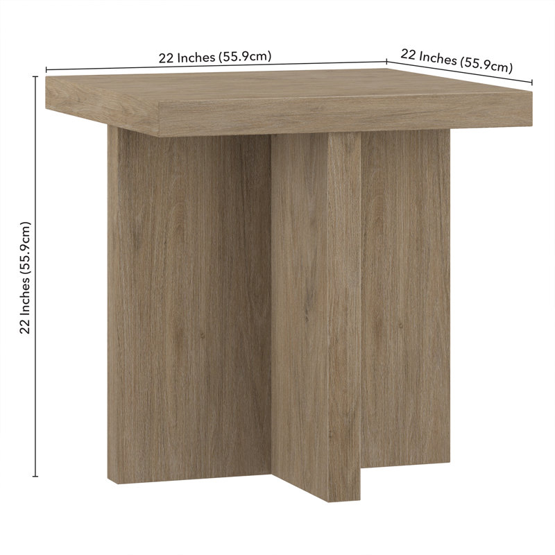 Elna 22" Wide Square Side Table in Antiqued Gray Oak, Antiqued Gray Oak