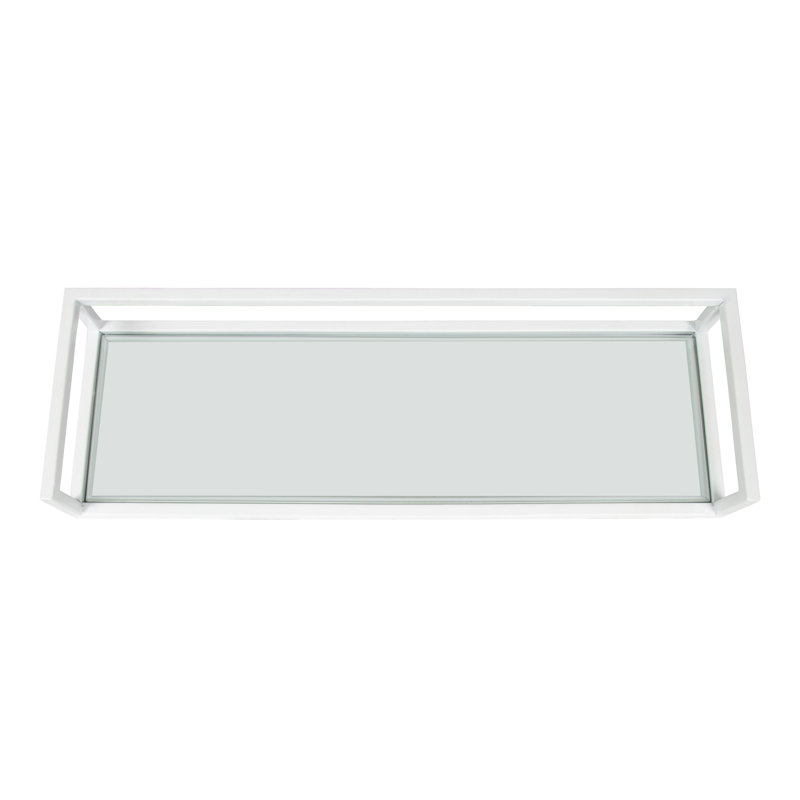 White Glass Rectangular Wall Shelf with Metal Frame