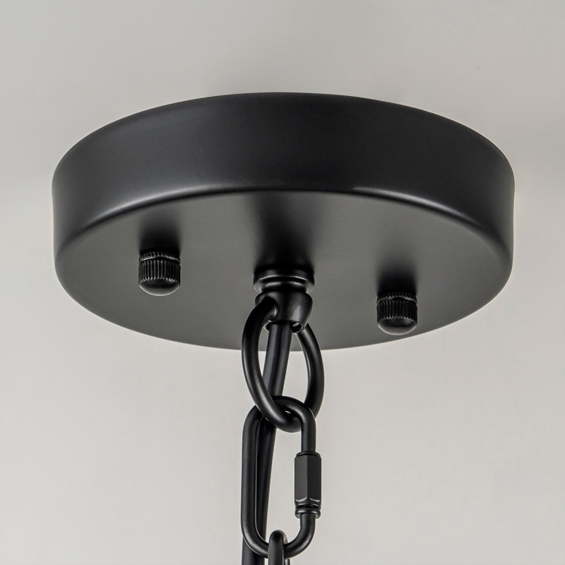 6 - Light Dimmable Lantern Pendant Light with Industrial Metal Frames, Matte Black