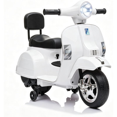 Scooter électrique rétro pour enfants, moto à 4 roues 6V, roues d'entraînement anti-retournement, phare et dossier, corps en PP pour les tout-petits de 3 à 7 ans