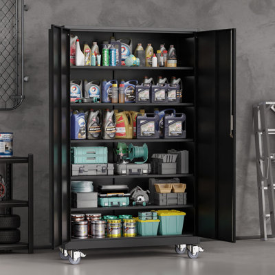 Tool Storage Cabinet Black With Wheels