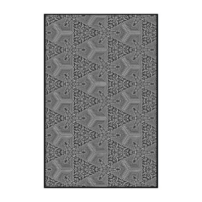 Tapis noir à motifs géométriques