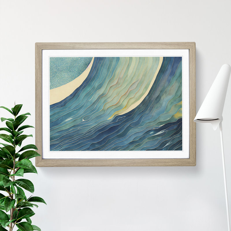 Abstract Ocean Vol.3 - Framed Print, 25cm H x 34cm W x 2cm D, Oak