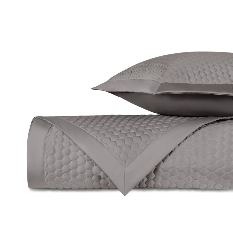 Apiary Standard Cotton Coverlet Set, California King Coverlet + 2 Shams, Chrome